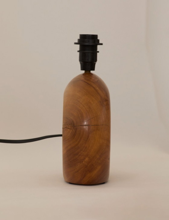 Image 1 of Pied de lampe artisanal en bois massif (Olivier) vintage Circa 1970