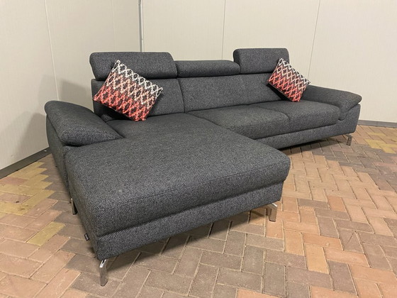 Image 1 of Sofá esquinero Montel de tela gris – Reposacabezas ajustables – Espacioso y cómodo