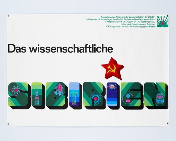 Image 1 of Das wissenschaftliche Sibirien – 1977 – Originele vintage wetenschapstentoonstellingposter – Mid-Century Modern – 98,5x68 cm