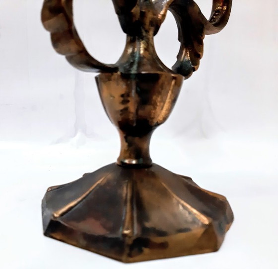 Image 1 of Vintage bronze double candle holder