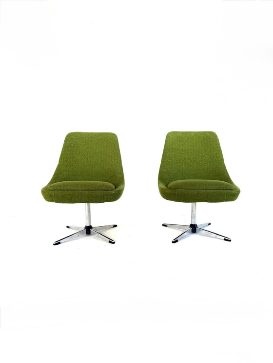 Set of 2 Vintage Cocktail Armchairs '60s – Chrome, Textile (photo 9 of 9)