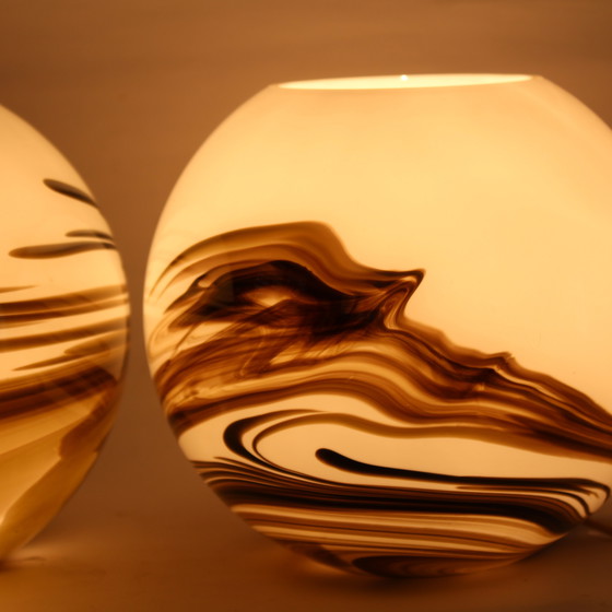 Image 1 of 2 lampes de table vintage en verre soufflé à la bouche par Brilliant