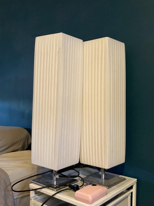 Lampes Bellino modernes à colonne plissée – tafellampen, Metal, Textile
