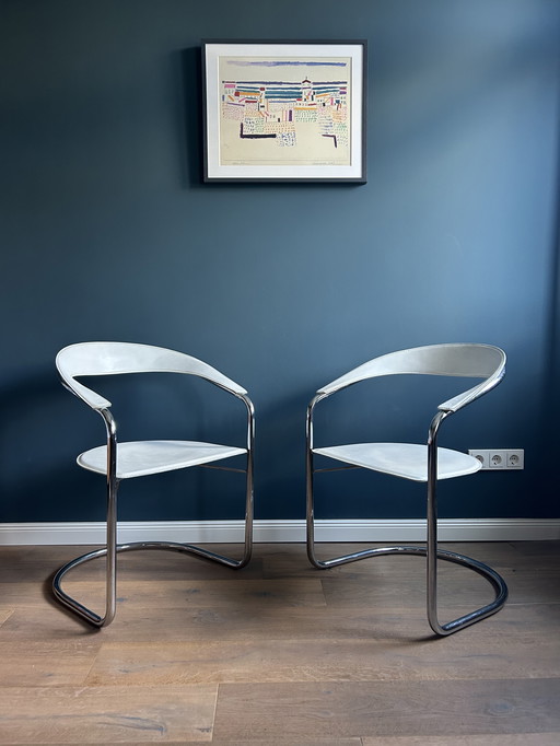 2x vintage tubular steel leather armchair by A. Rizzatto - 450€ (pair price)