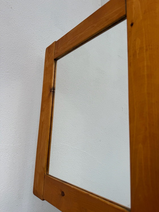 Pine wood Mirror 70s Charlotte PERRIAND style, Glass, Beige (photo 14 of 15)