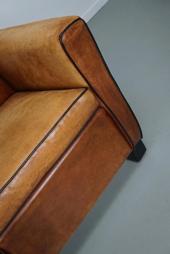 Image 1 of Vintage Nederlandse clubfauteuils van cognackleurig leer, set van 2