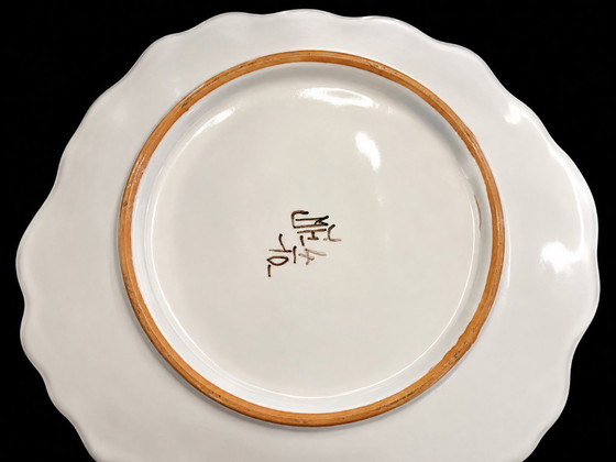 Image 1 of Vintage French Oyster Plate 12X – Moustiers Style (ca. 1940)