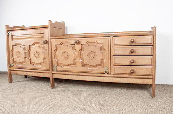 Image 1 of Französisches Sideboard aus massiver Eiche von Guillerme und Chambron für Your Home 1960.