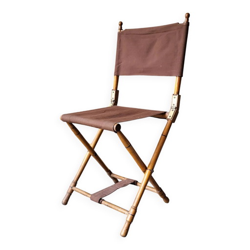 Silla plegable de camping, bambú sintético