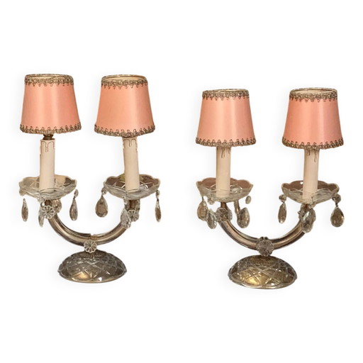 Pair of Maria Theresa candelabra. – tafellampen, Crystal, Glass