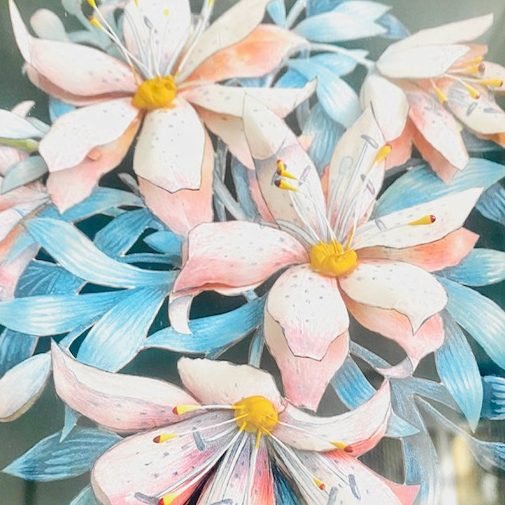 Image 1 of Scultura di carta 3D vintage incorniciata con fiori