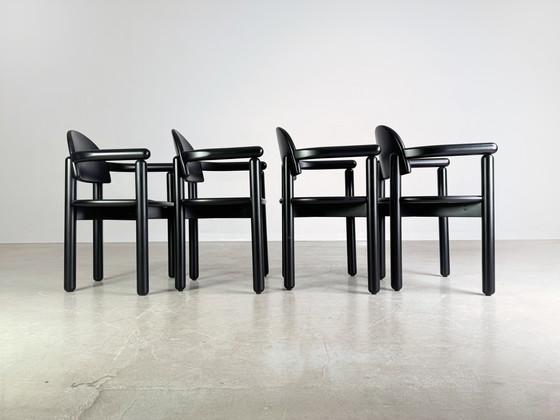 Image 1 of Set of 4 Original Vintage Rainer Daumiller Chairs Black Similar to Gubi