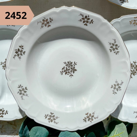 Vintage Gilded White Porcelain Soup Plate, Individual – Crockery, Retro (photo 7 of 7)