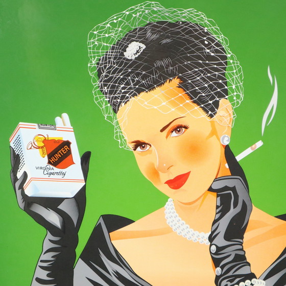 Image 1 of Letrero publicitario de cazador con placa esmaltada de gran tamaño