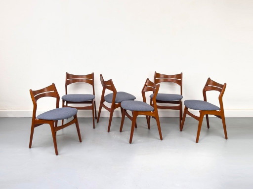 Teak Dining Chairs by Erik Buch for Chr. Christensens Møbelfabrik, 1960s, Set of 6 – eetkamerstoelen, Wood