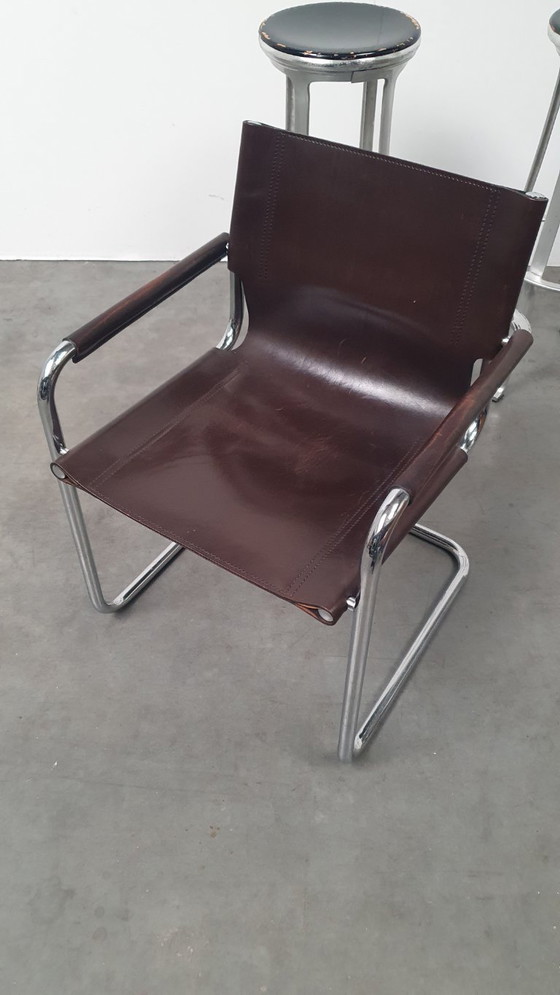 Image 1 of Mart Stam S34/B vintage stoel fasem Italië 70s tuigleer
