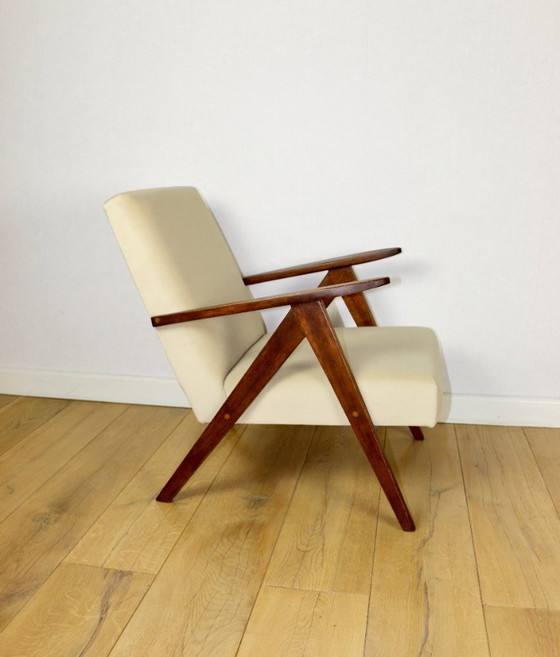 Image 1 of Vintage armchair B-310 VAR beige velvet from the Jade series - 2 pieces available