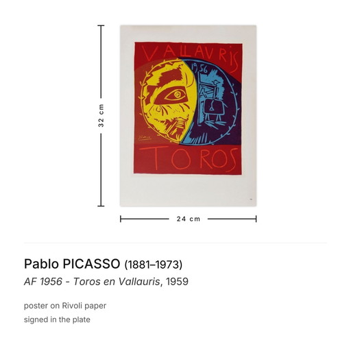 Pablo Picasso AF 1956 - Toros En Vallauris Poster 1959