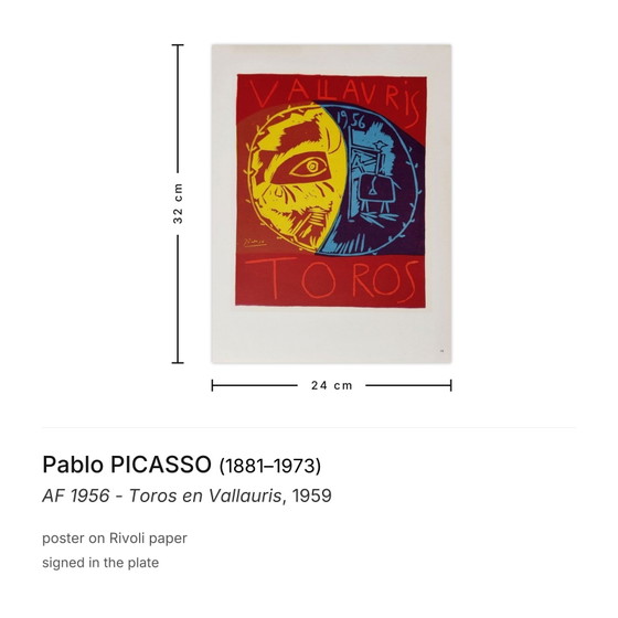 Image 1 of Pablo Picasso AF 1956 - Toros En Vallauris Poster 1959