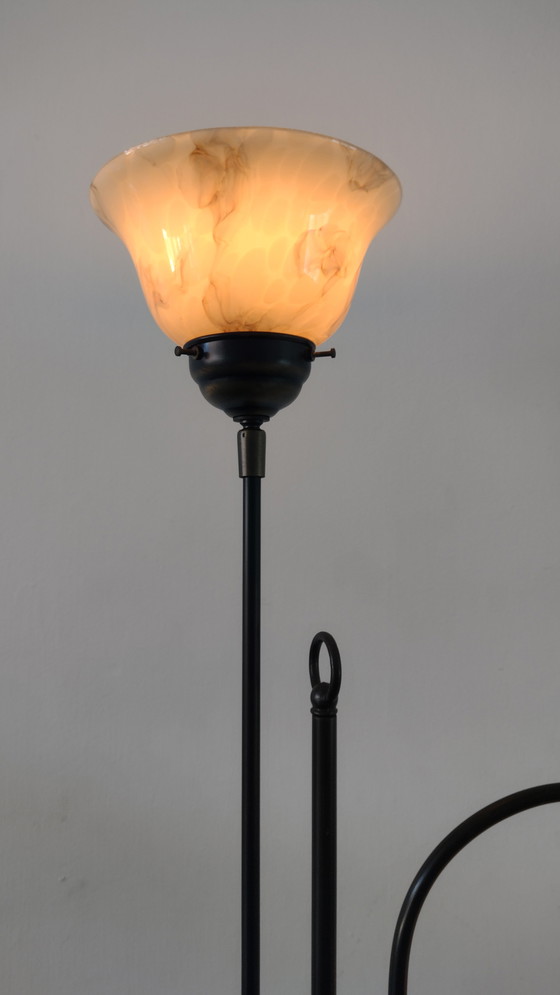 Image 1 of Stehleuchte mit marmorierten Glasschirmen