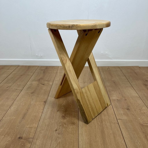 Folding beech stool by Roger Tallon for Sentou, 1970/80