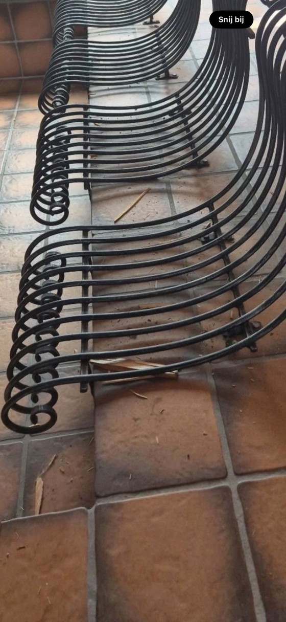 Image 1 of 4x vintage smeedijzeren zit, jaren ‘60