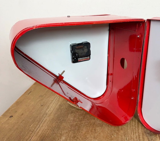 Image 1 of Horloge murale double face Seiko Ships rouge vintage, années 1970