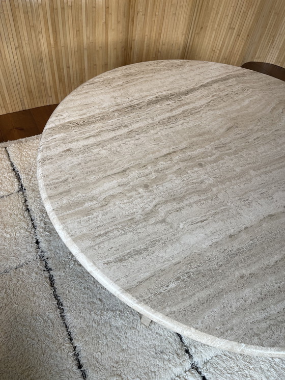 Image 1 of Vintage Xl Round Travertine Coffee Table