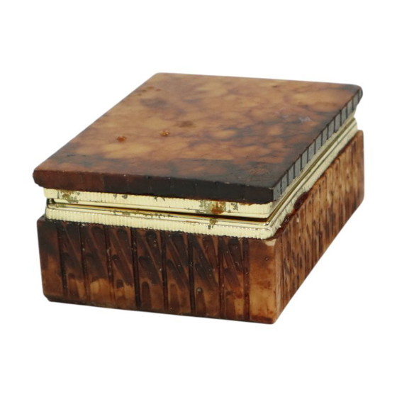 Image 1 of Scatola per fumatori vintage in alabastro arancione