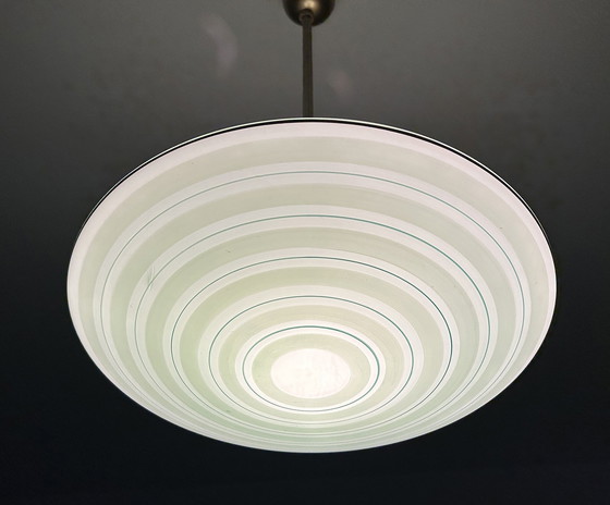 Image 1 of Vintage Art Deco  Glass Pendant Lamp