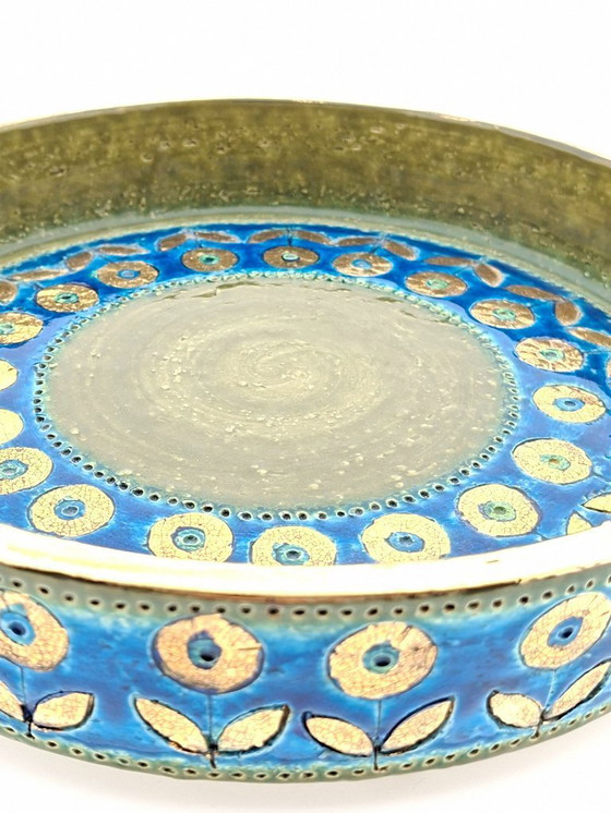 Image 1 of Bol Bitossi (Italie) « Thai Silk » bleu/vert | Ø 25 cm *pièce de collection*