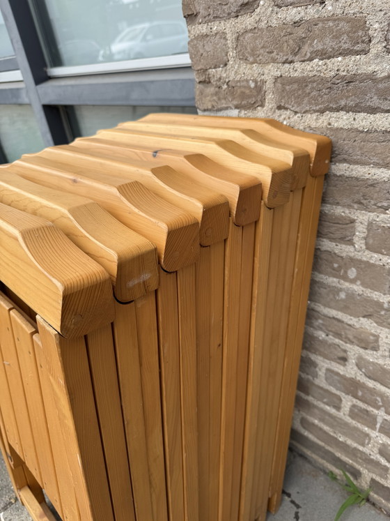 Image 1 of 10x pine folding chairs, Aldo Jacober style ‘70