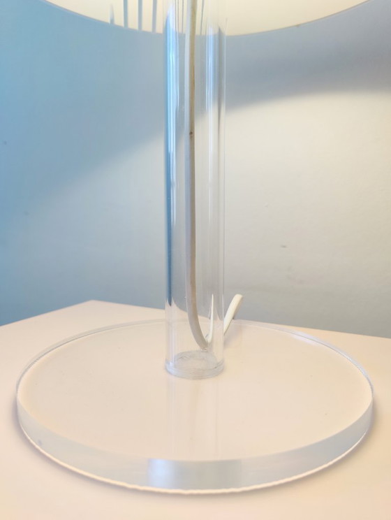 Image 1 of Vintage 1980s plexiglass lamp with partially transparent shade