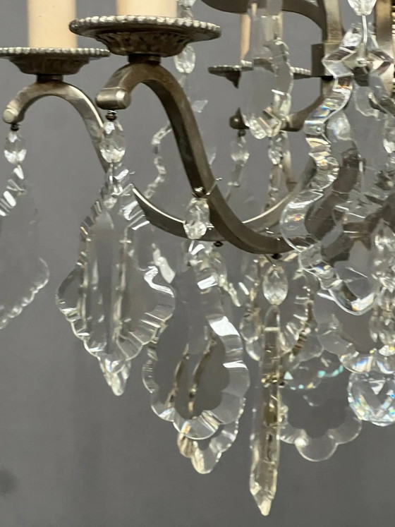 Lampadario in stile rococò con 9 bracci portalampada. – Bronze, Crystal (photo 6 of 8)