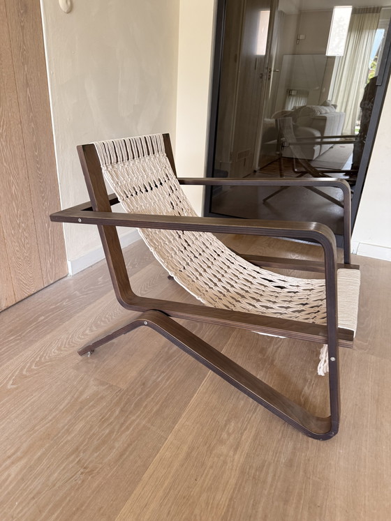 Vintage design hammock chair lounge stoel – hout & macramé – Fauteuils, Textile (photo 4 of 10)