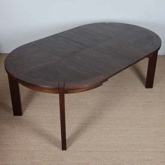 Image 1 of Round extendable wooden dining table produced by Monopoly, 1970