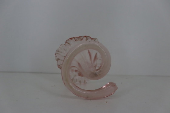 Image 1 of Vintage Italian Murano Style Lily Vase / Trumpet Vase – Pink Glass