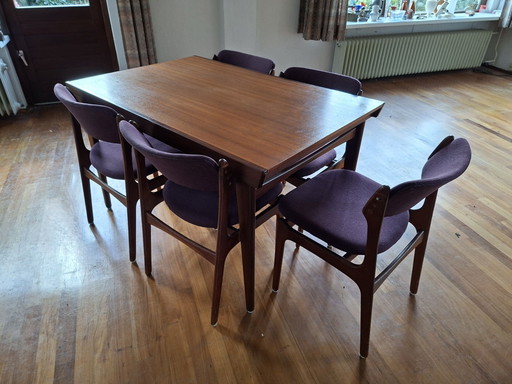Dänisches Design Teakholz Esszimmergarnitur (1960er) – Ausziehbar & Danish Control Gütesiegel