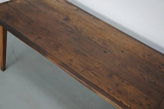 Image 1 of Mesa de comedor rústica francesa de madera de olmo, siglo XX