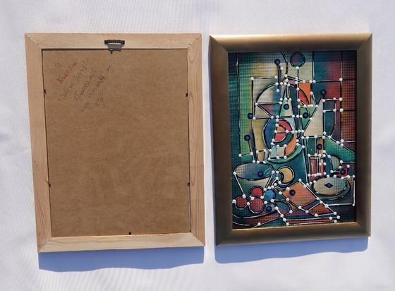 Image 1 of Kubisme A1438 - abstracte schilderijen - tweeluik