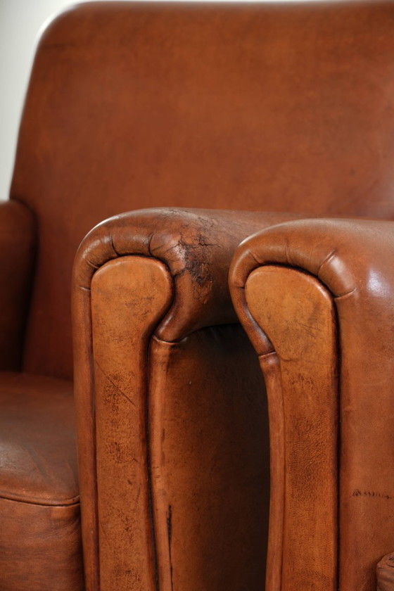 2x Fauteuils en cuir de mouton beaux et confortables avec de belles couleurs et un design intemporel (photo 14 of 14)