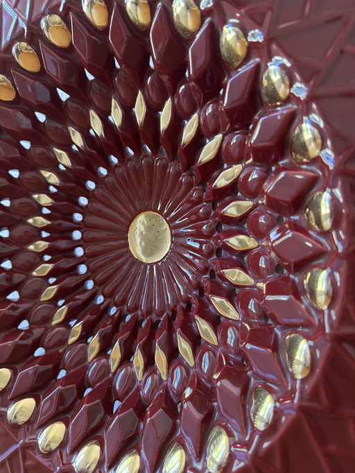 Large openwork ceramic dish Vallauris 60s