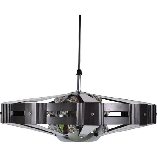 Vintage verchroomd stalen hanglamp, 1970