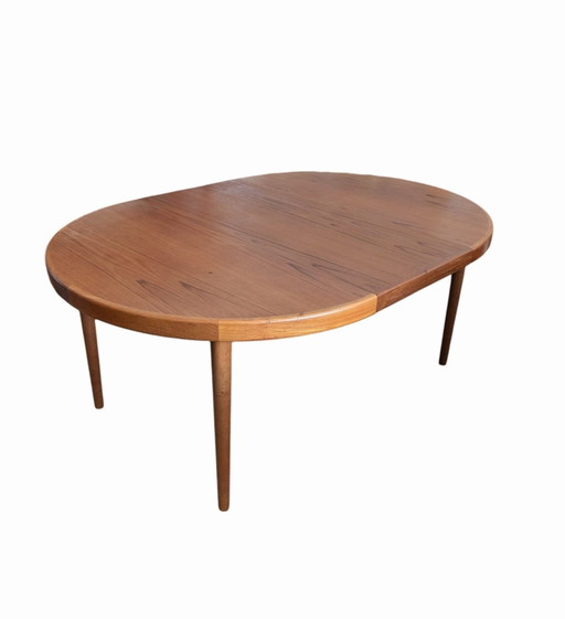 Vintage Danish round teak extendable dining table, Bramin