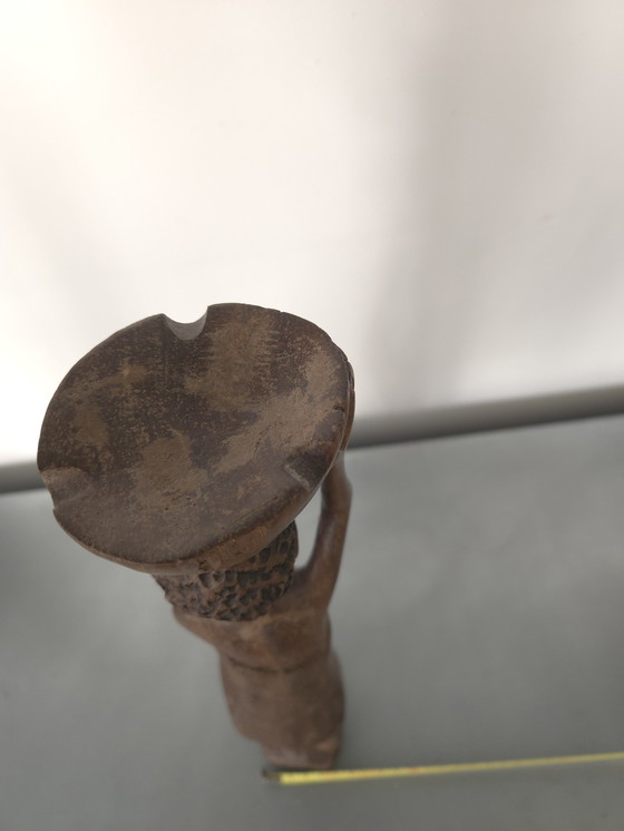 Image 1 of African statue of a woman with a bowl