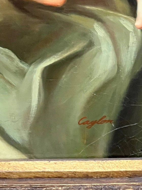 "Familiescène". Olieverf op doek. – Schilderijen & Tekeningen, Canvas (photo 5 of 7)