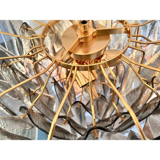 Image 1 of Hedendaagse moderne gerookte fumé "Rondini" kroonluchter van Muranoglas