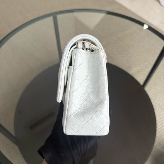 Image 1 of Chanel Classic Flap Medium - Caviar Quilted White Silver Hardware Series 18