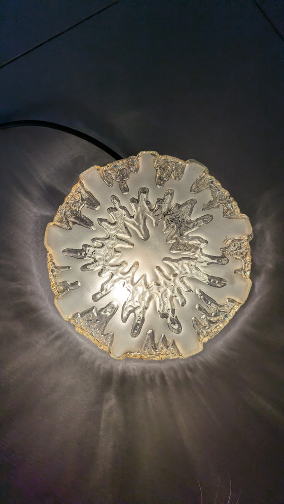 Image 1 of Lampada da soffitto vintage in vetro ghiaccio anni '70 Honsel