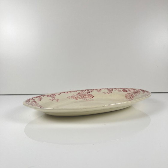 Image 1 of Grande piatto ovale KG Lunéville, in gres, "Fontainebleau", rosa, XIX secolo